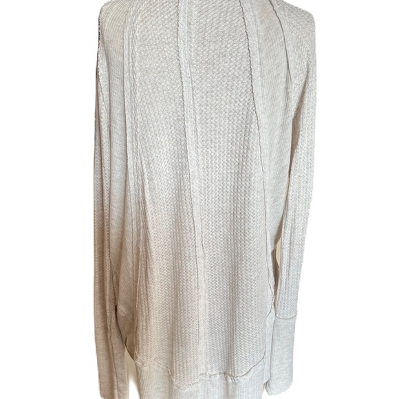 We Th Free Free People Women’s Thermal Waffle Cut Catalina Ivory Top. Size Med - Picture 7 of 10